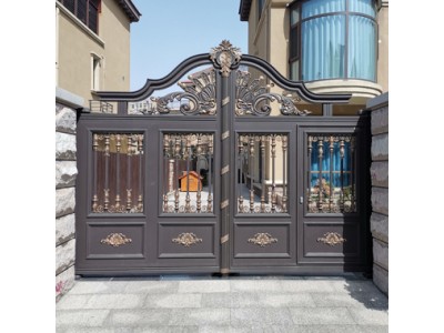 铝艺别墅大门定制  铝艺庭院大门款式新  中式简约铝合金大门