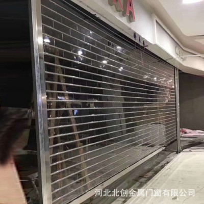 河北商场折叠门，商场PVC水晶弧形折叠门安装